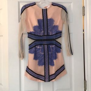 Lace Detail Long Sleeve Cocktail Dress